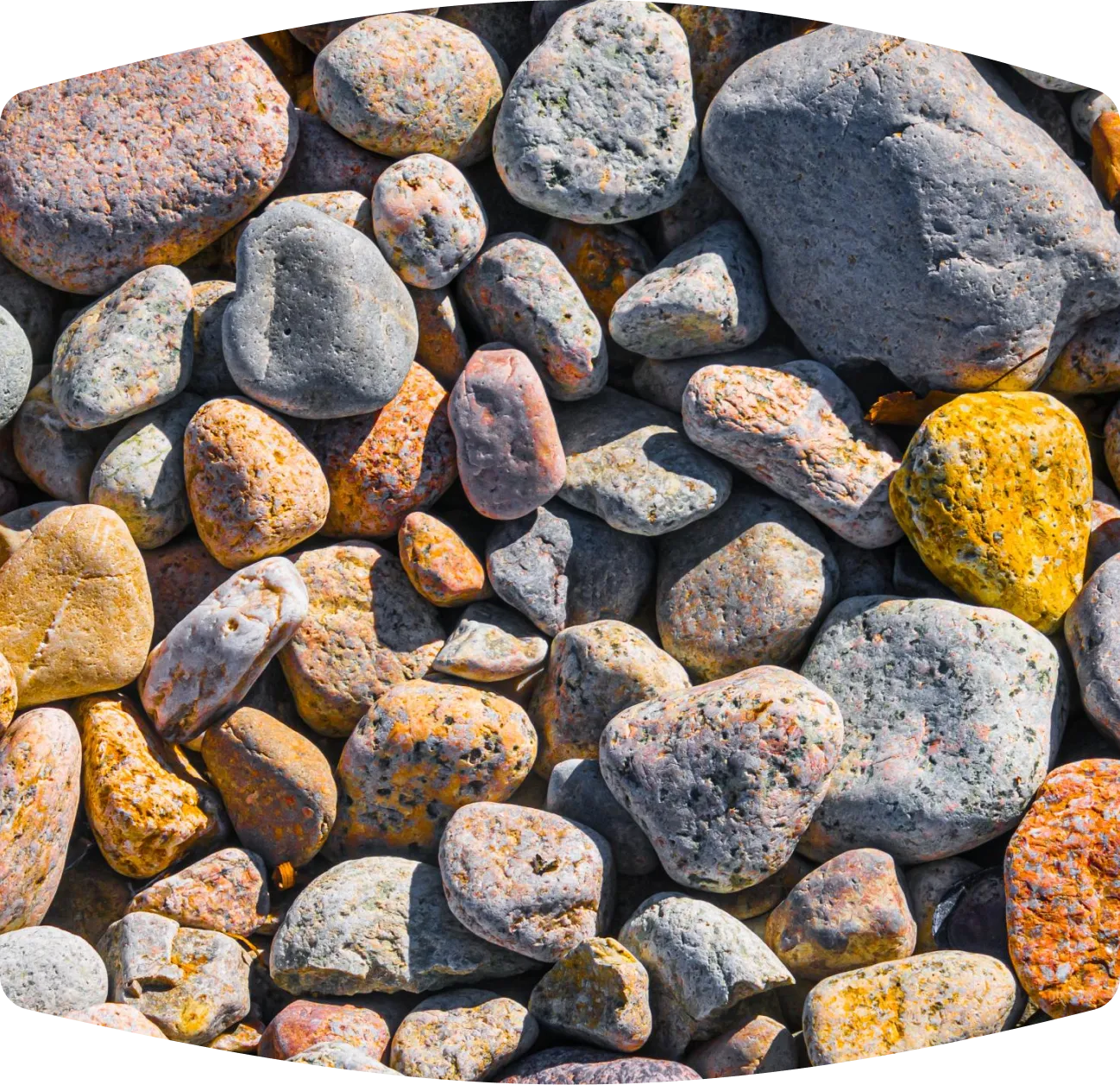 Collection of colorful, smooth stones.