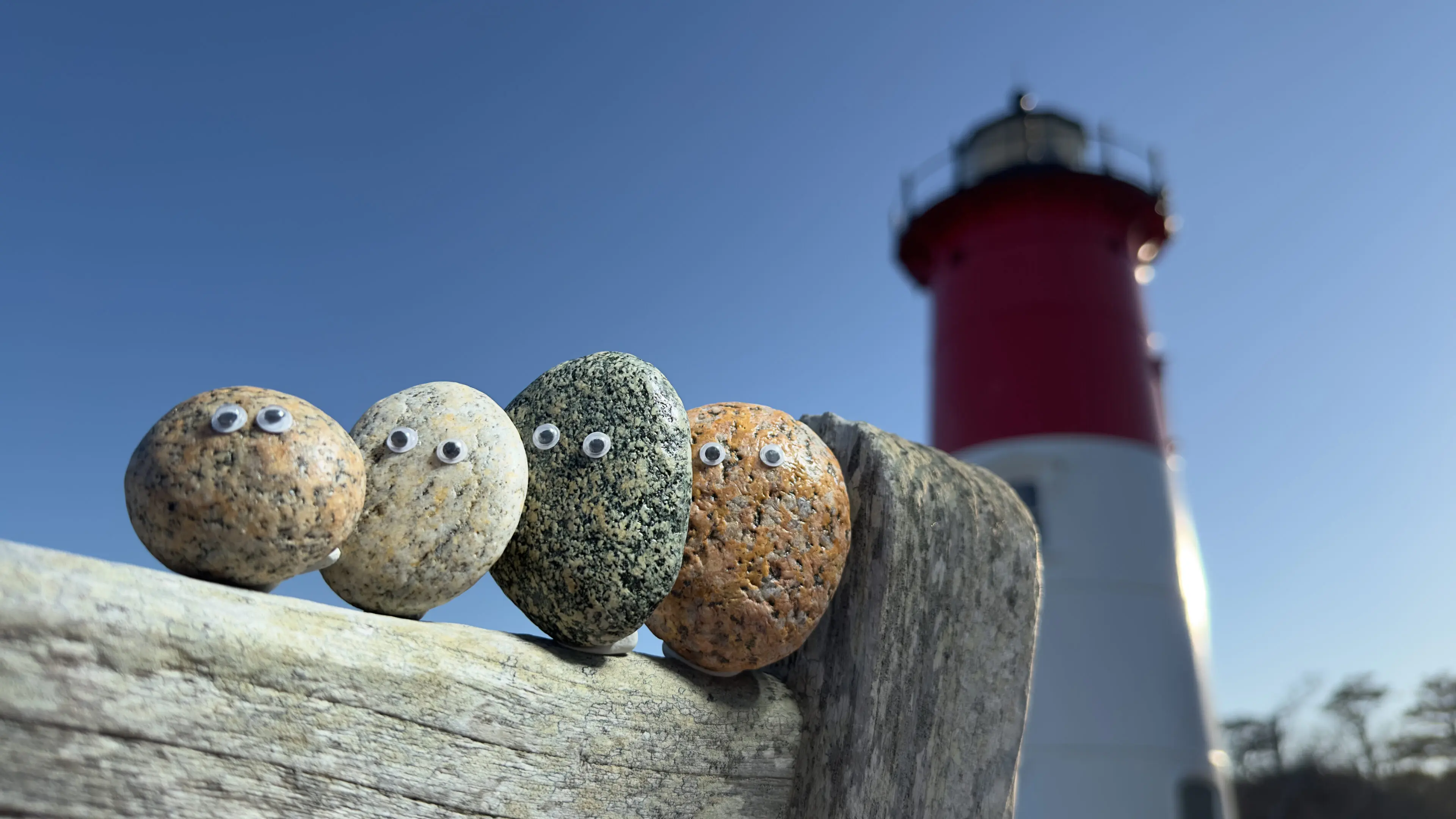 CC Pet rocks at Nauset lighthouse Lighthouse photo with four pet rocks